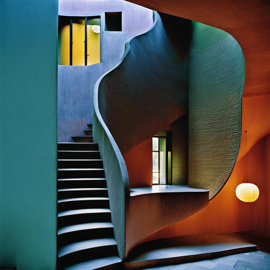Luis Barragan-Inspired Surreal House Interior with High Ceil...