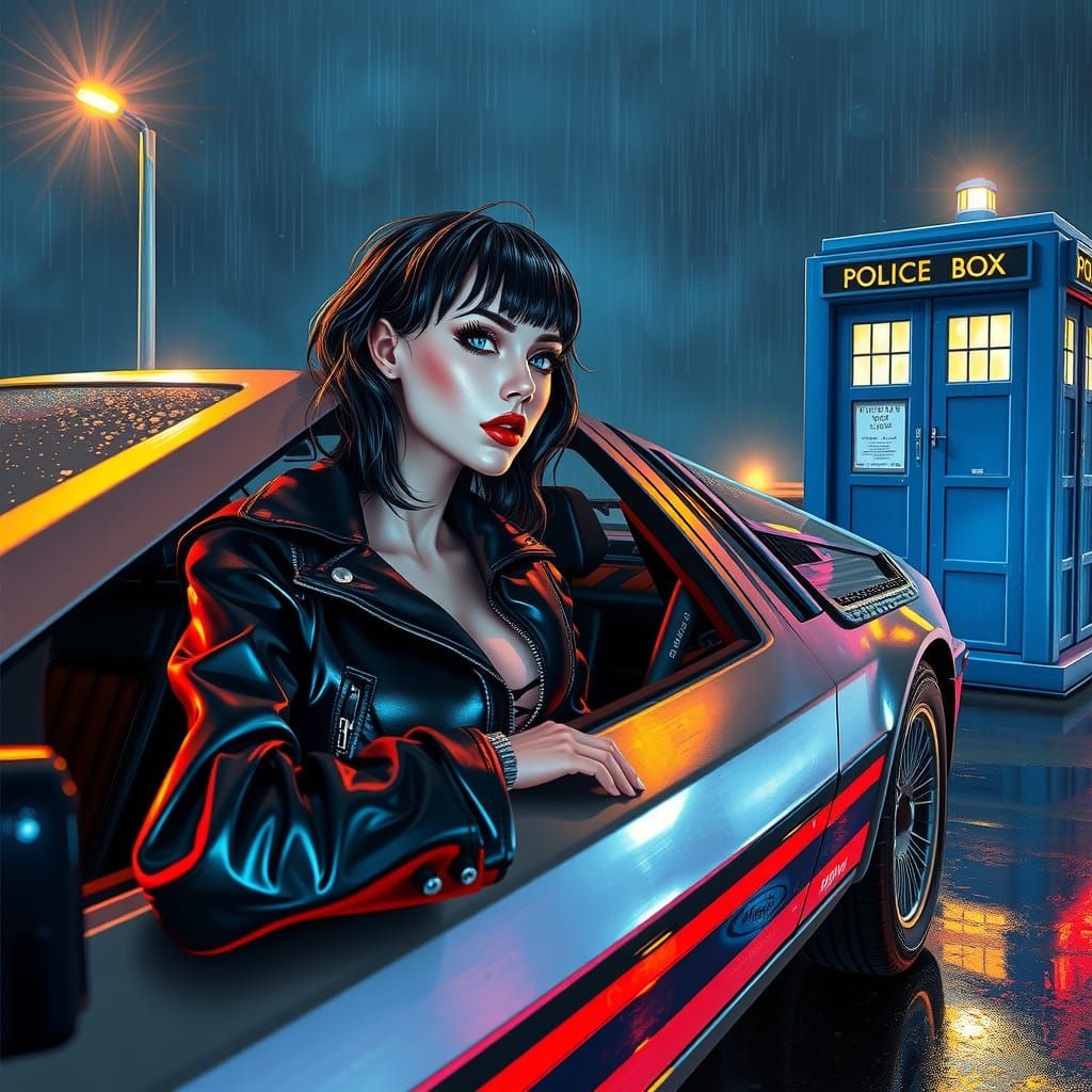 Retro-Futuristic Robotic Woman in Cyberpunk Style