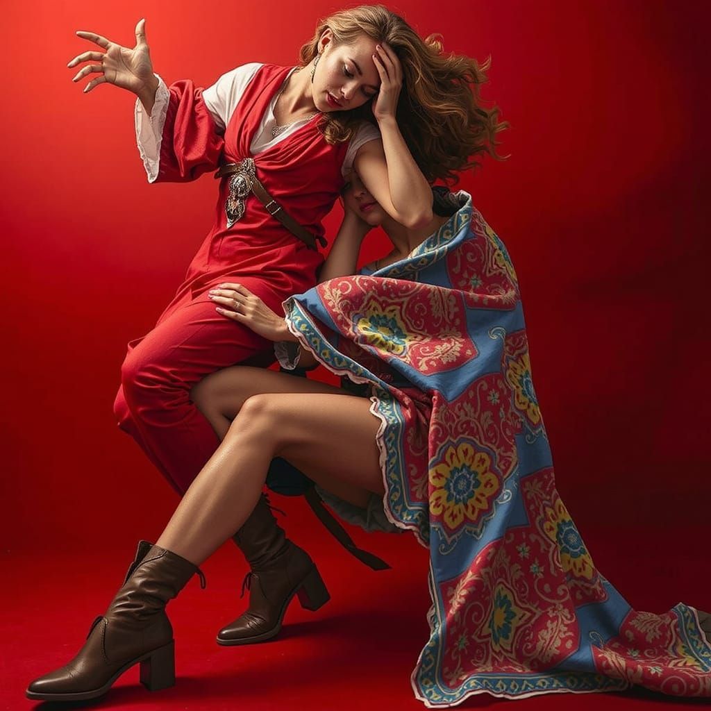 Abstract Swirling Red Tones in Dynamic Motion