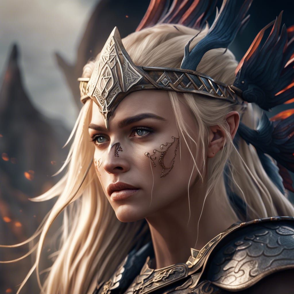 Valkyrie Goddess Reigns Supreme in Valhalla's Golden Light