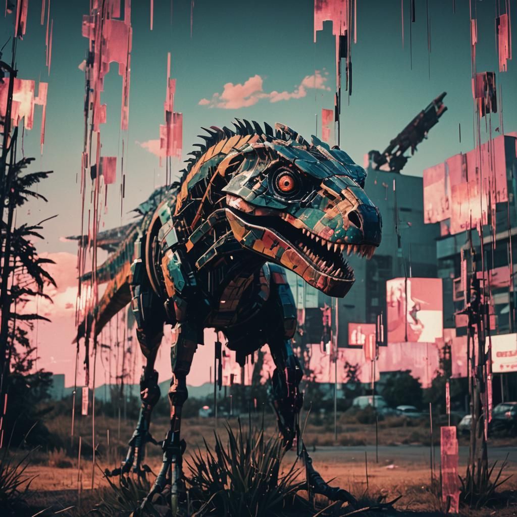 Glitchy Pixelated Masterpiece with Cinematic Film Grain