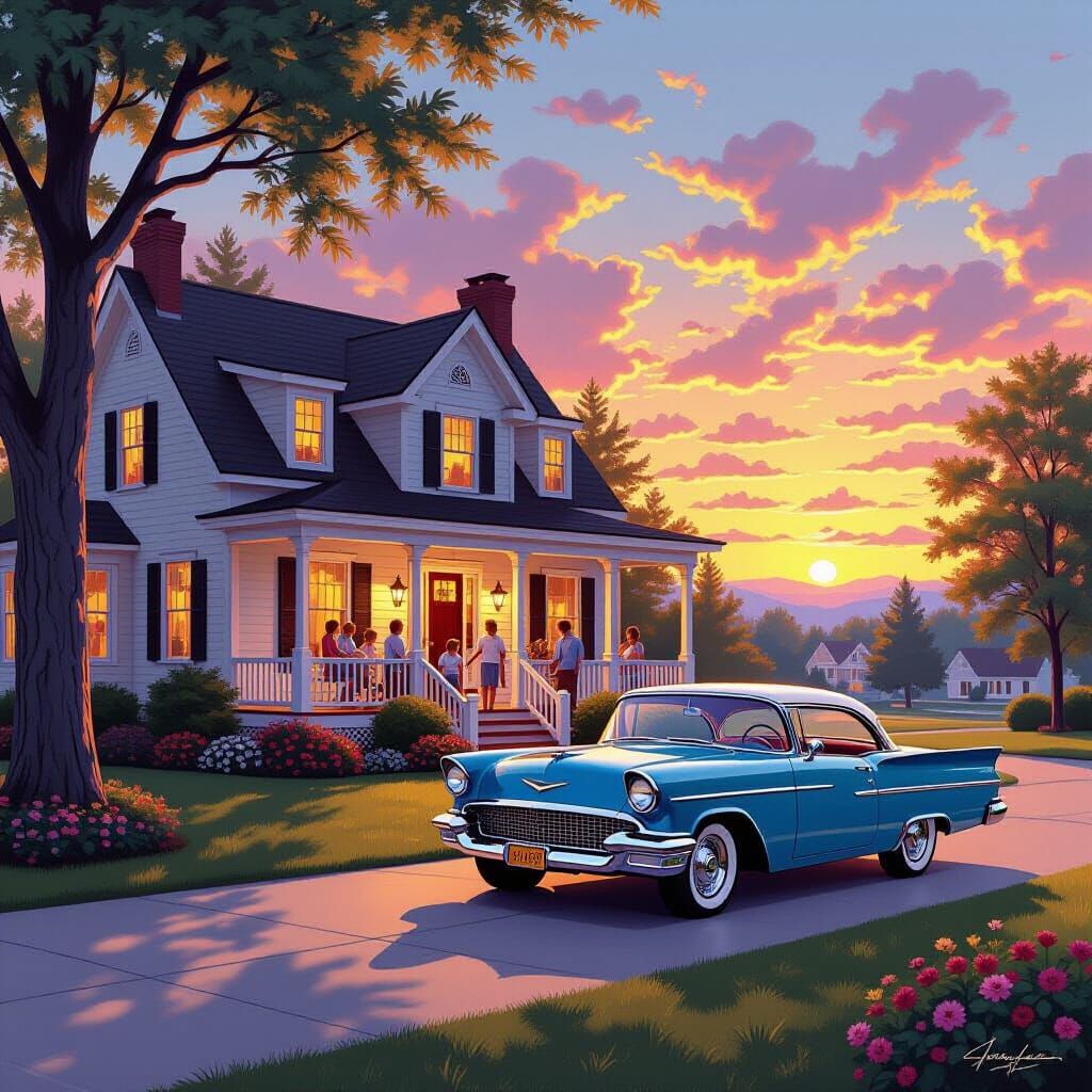 Idyllic American Dream Sunset Scene