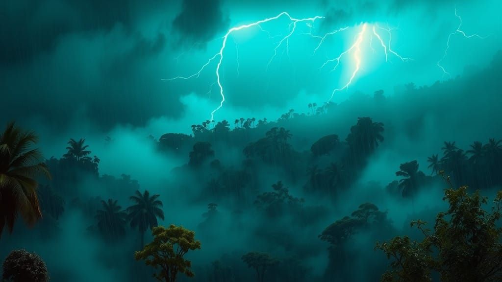 Electric Storm in Amazonian Rainforest