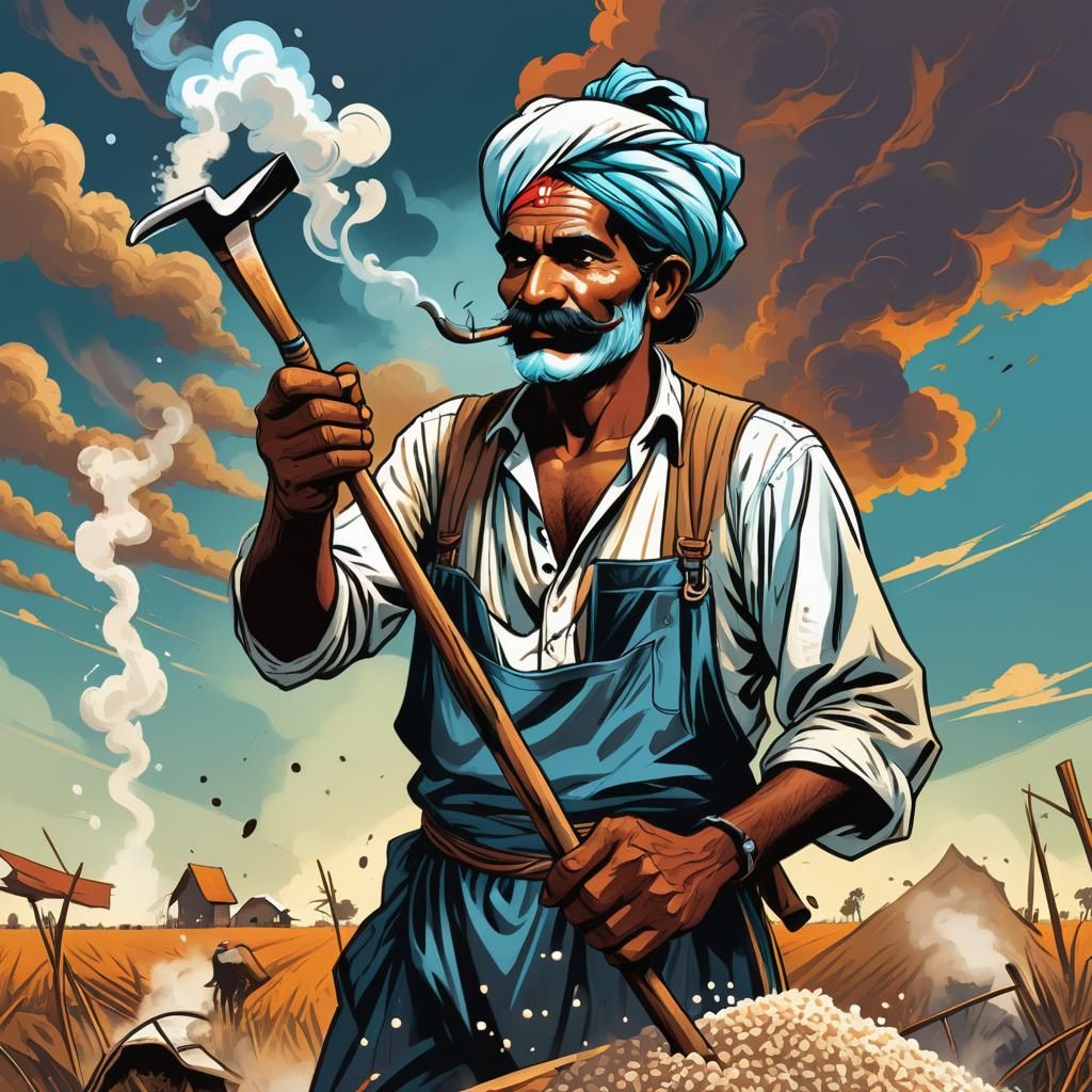 Salt Farmer with a Smoldering Moustache in Bold Comic Book S...