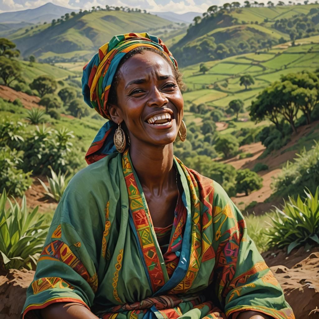 Ethiopian Woman Sings in Verdant Valley