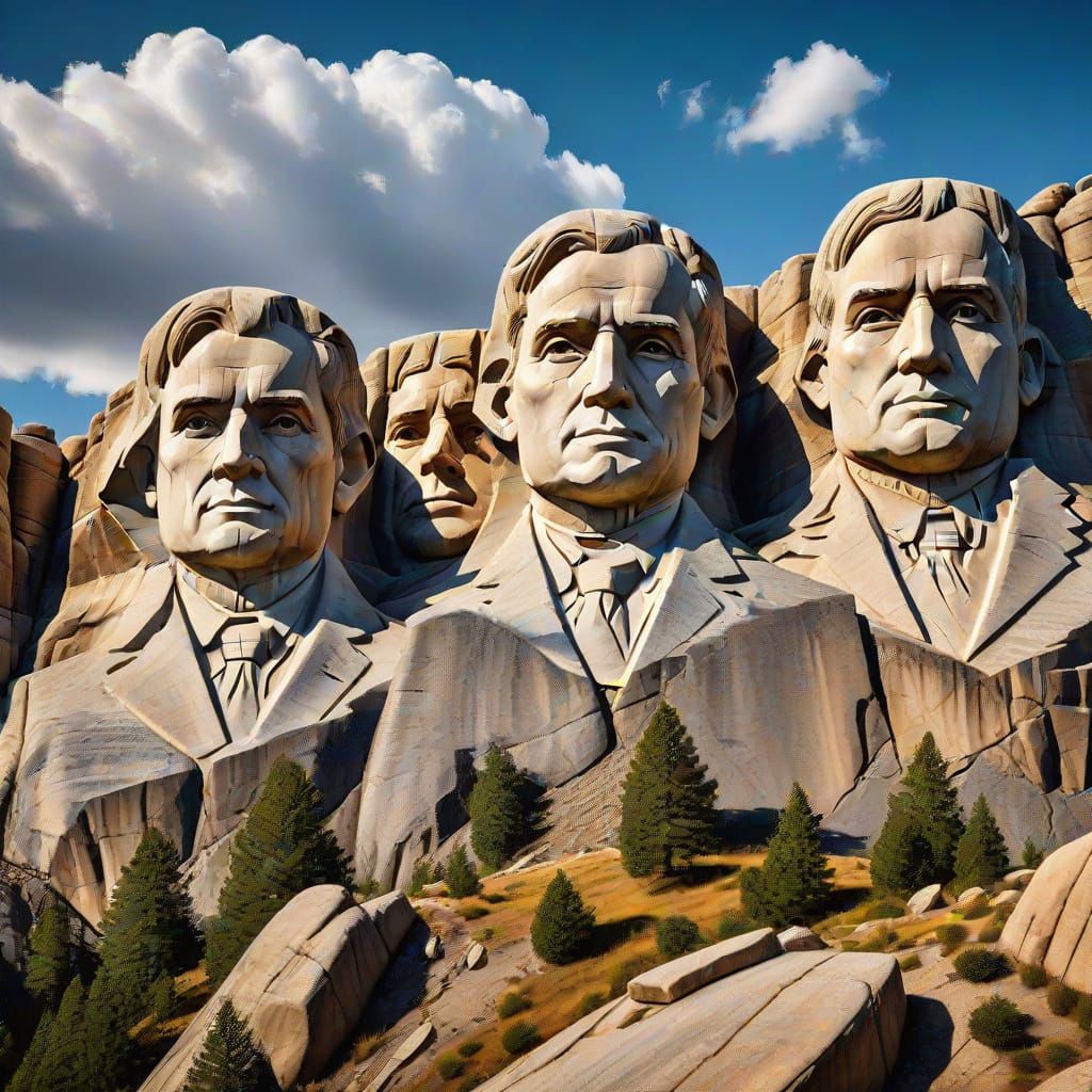 Majestic Granite Faces of American Presidents