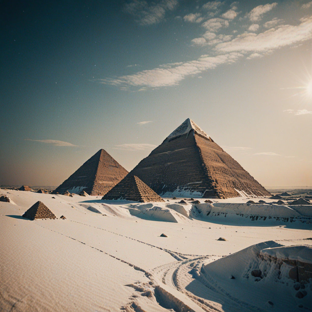 Ancient Pyramids Transformed by Snowy Splendor