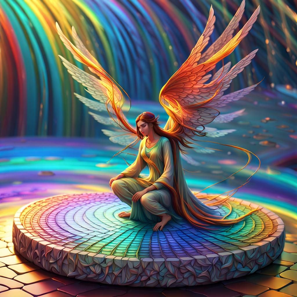 Vibrant Angelic Form in Whirling Colors