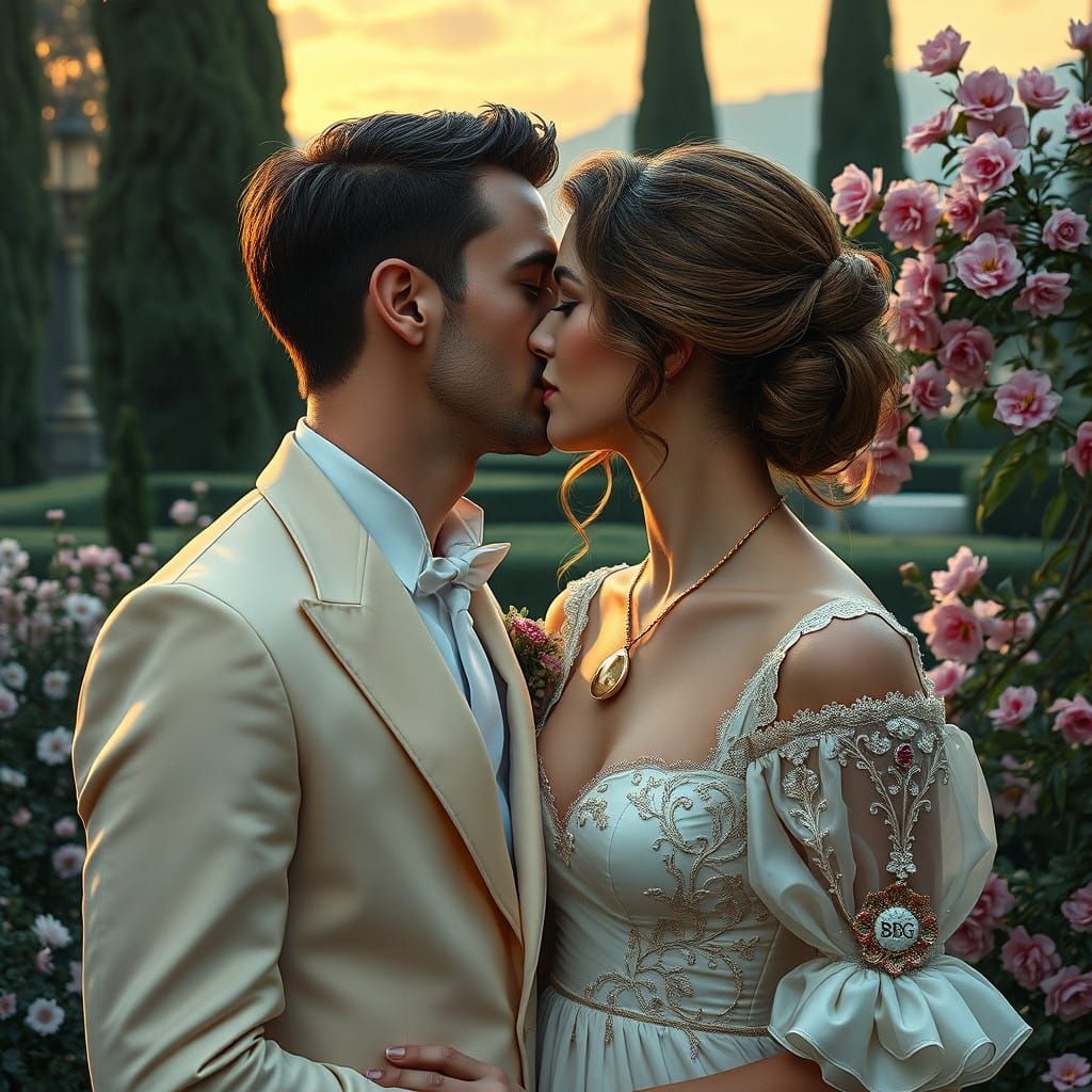 Romantic Italian Countryside Scene in Hyper-Realistic Style