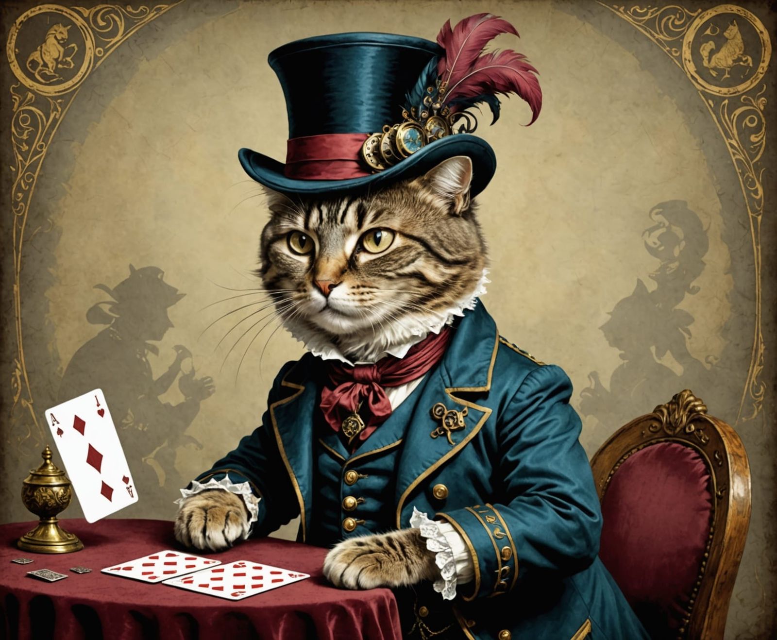 Feline Aristocrat in Steampunk Regalia