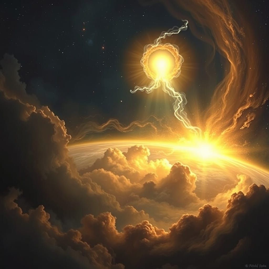 Ethereal Primordial Universe with Divine Light Burst