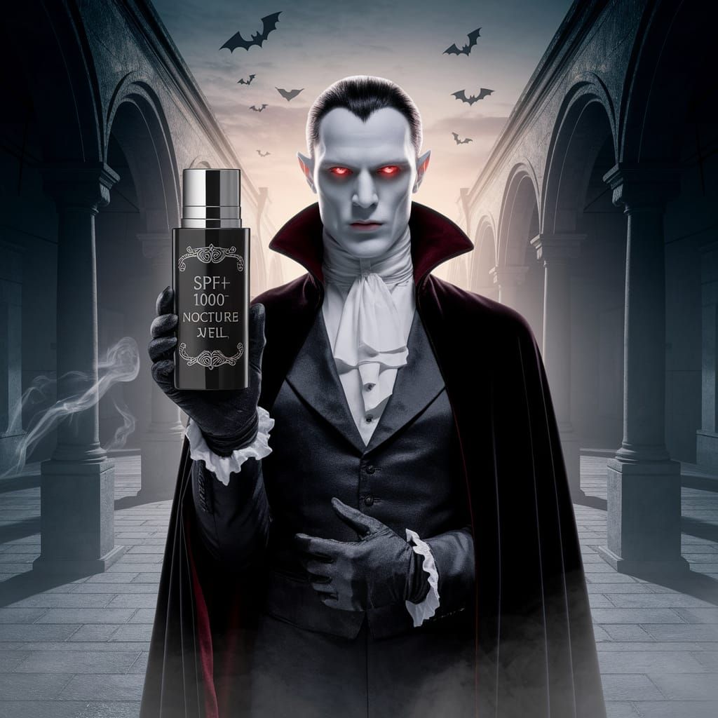 Gothic Vampire Defies Dawn in Elegant, Dark Attire