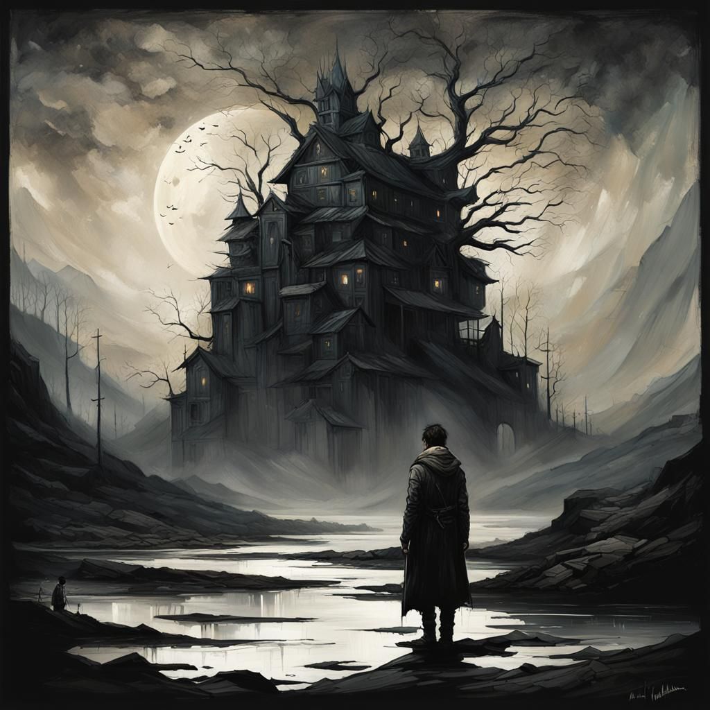 Ethereal Cyberpunk Fantasy Noir in Oil on Canvas