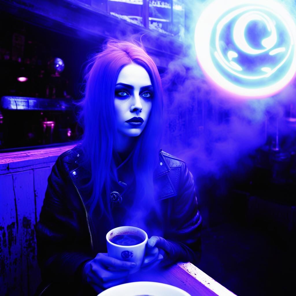 Goth Fashionista in Neon Dreamscape