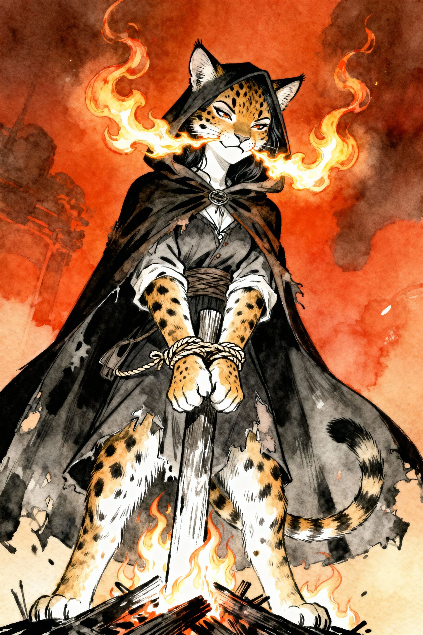 Defiant Lynx E Shrouded in Flames, Fantasy Art
