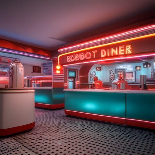 1950s Robot Diner: Detailed Matte Painting
