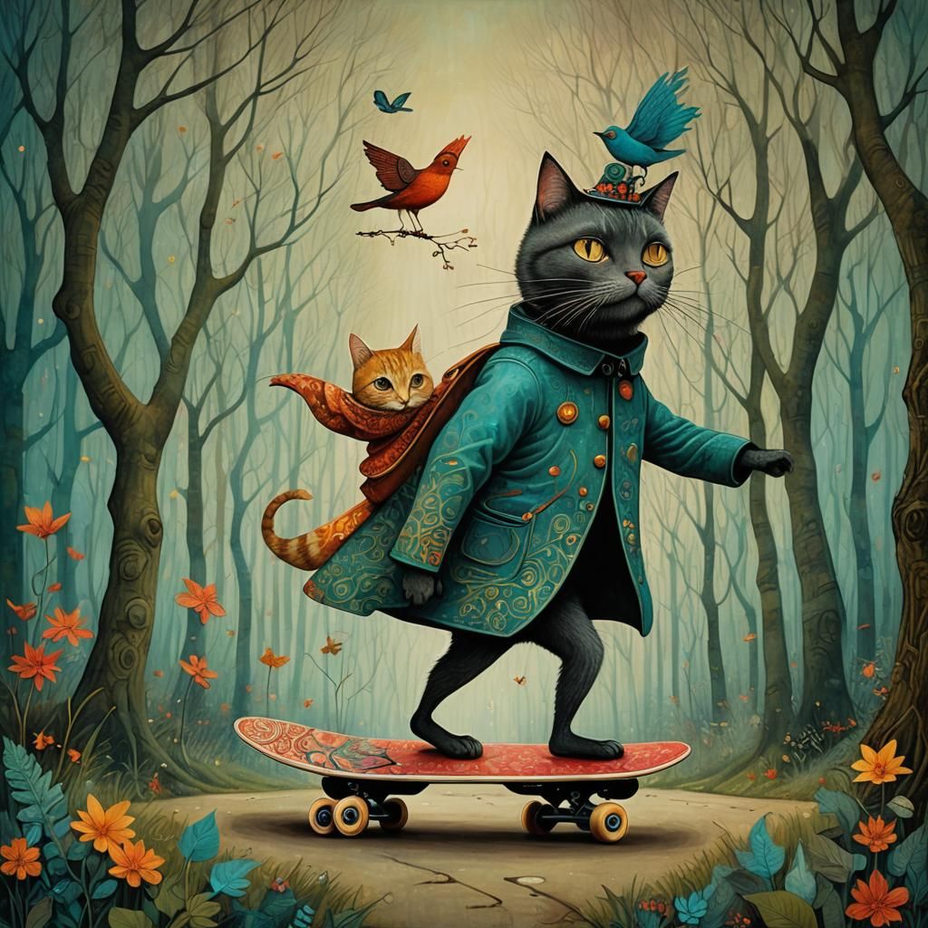 Surrealist Dreamscape in Art Brut Style