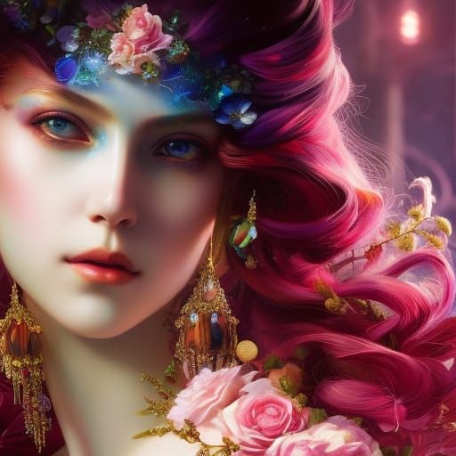 Gorgeous Girl in Rococo Restaurant: Hyperdetailed Portrait