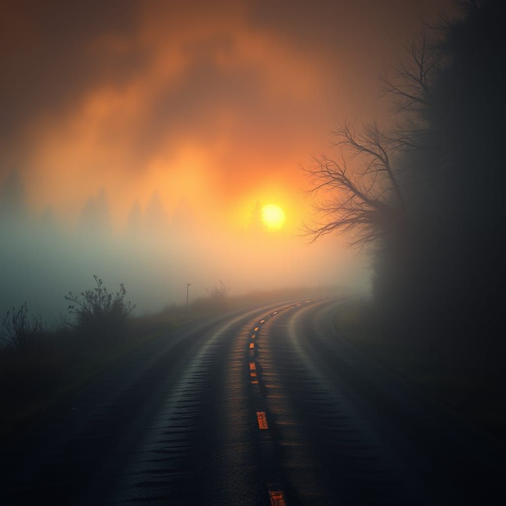 Golden Sunset Road in Epic 3D