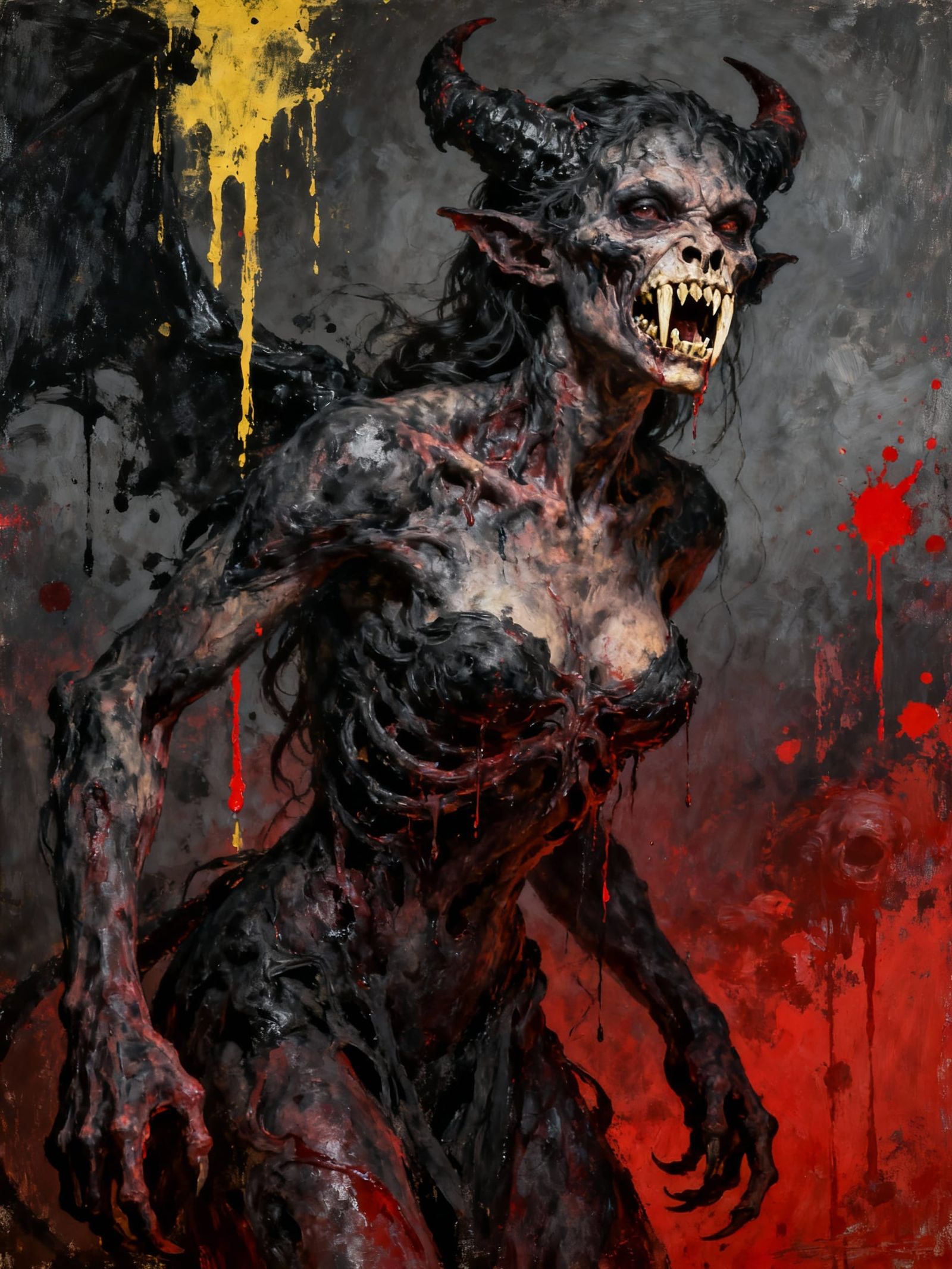 Ugly Demon Oil Painting in Hieronymus Bosch Style