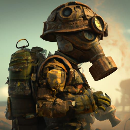 WWI Soldier with Gas Mask in Detailed Matte Painting