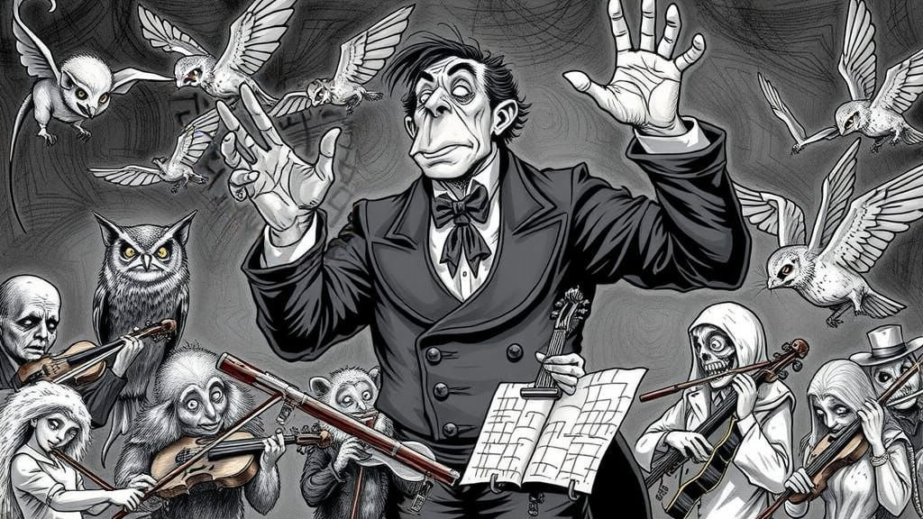 Nocturnal Maestro in Line Art