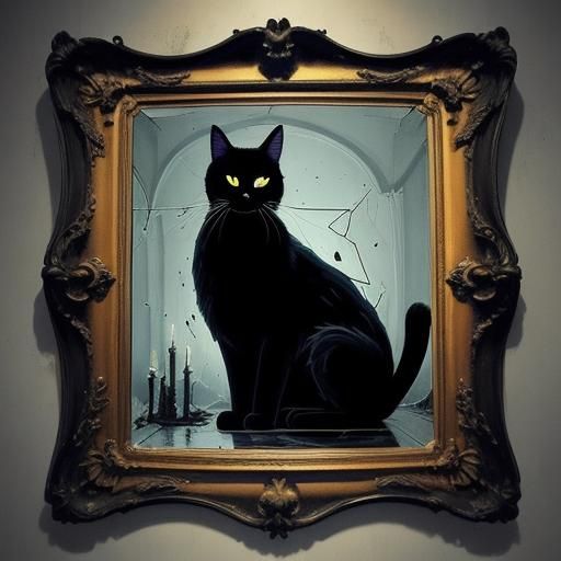 Surreal Encounter in Shattered Reflections: A Dark Feline Mu...