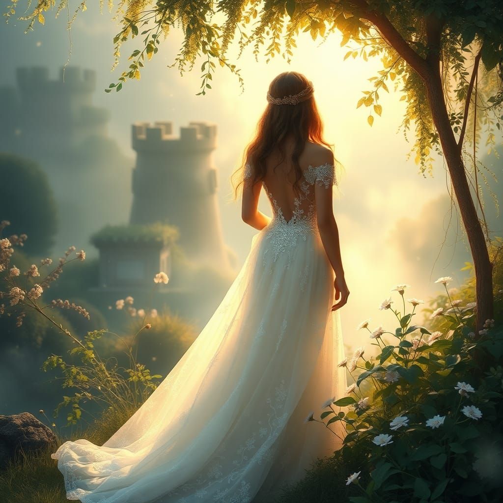 Whimsical Garden Scene in Dreamlike Style