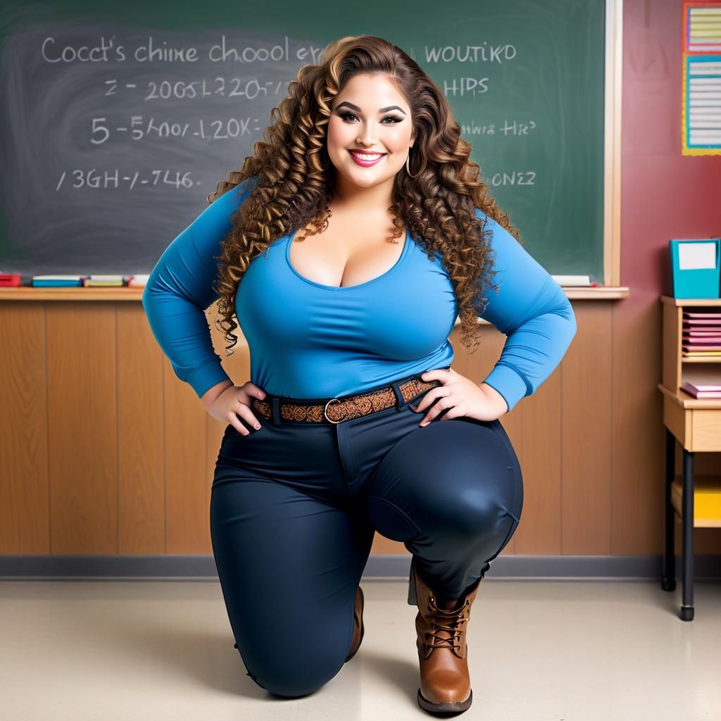 Stunning Plus-Size School Teacher in Elegant Attire