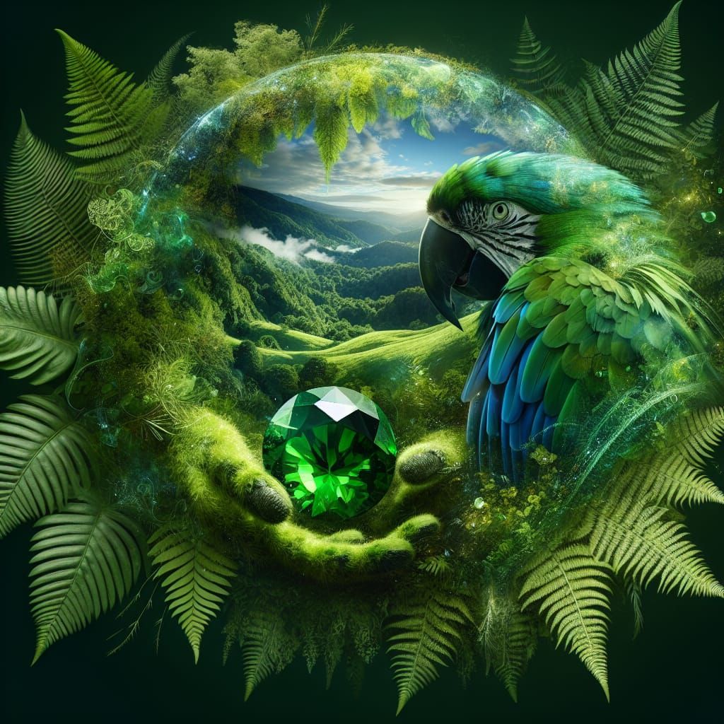 Epic Green Landscape Double Exposure Matte Painting