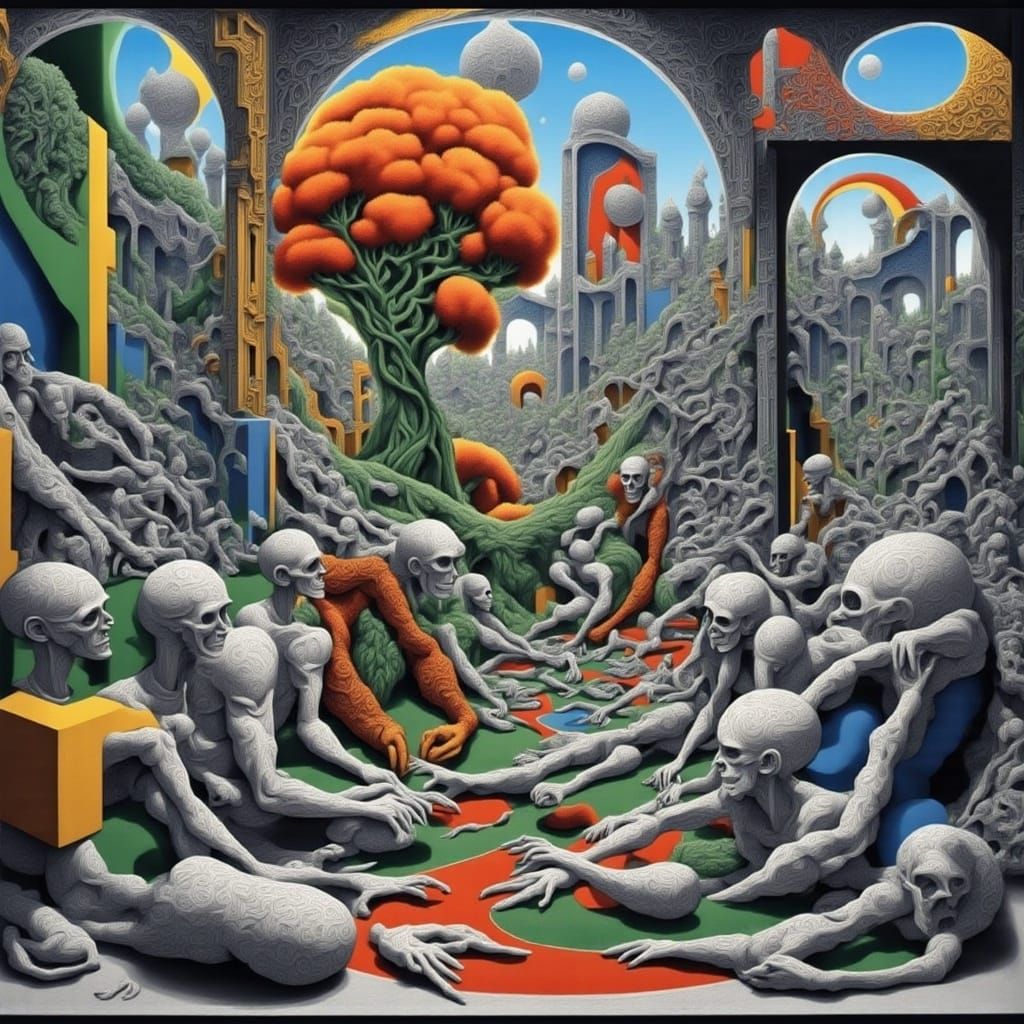 Surreal Surrealist Art Piece with Intricate Details and Dram...