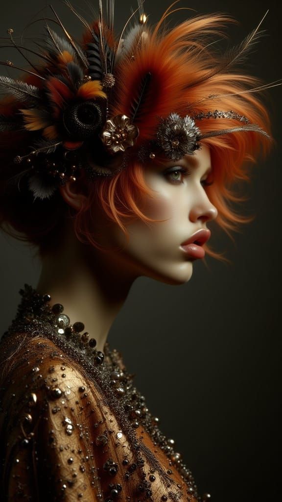 Flapper Portrait in Art Nouveau Punk Style