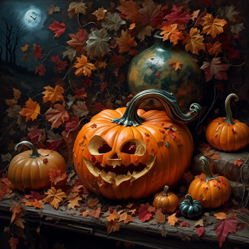 Vibrant Autumn Gourd Revealed in Intricate Hyperrealist Digi...