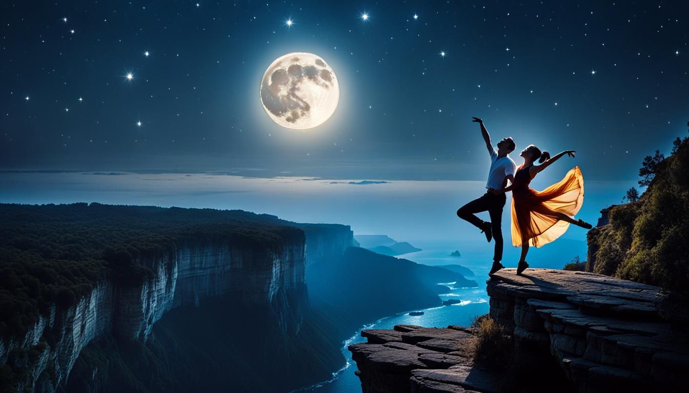 Celestial Dance under a Dramatic Night Sky