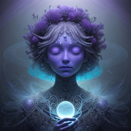 Ethereal Ladybug Dreamscape in Soft Purple and Blue