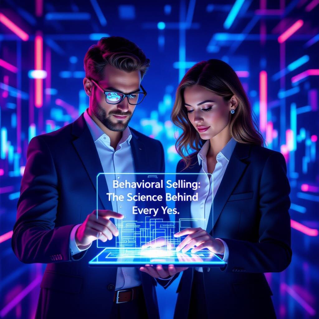 NFT Art: Couple Viewing "Behavioral Selling" Hologram