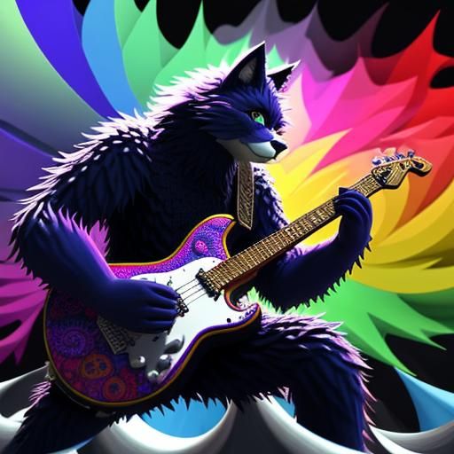 Fractal Furry Band in Vibrant Abstract Harmony