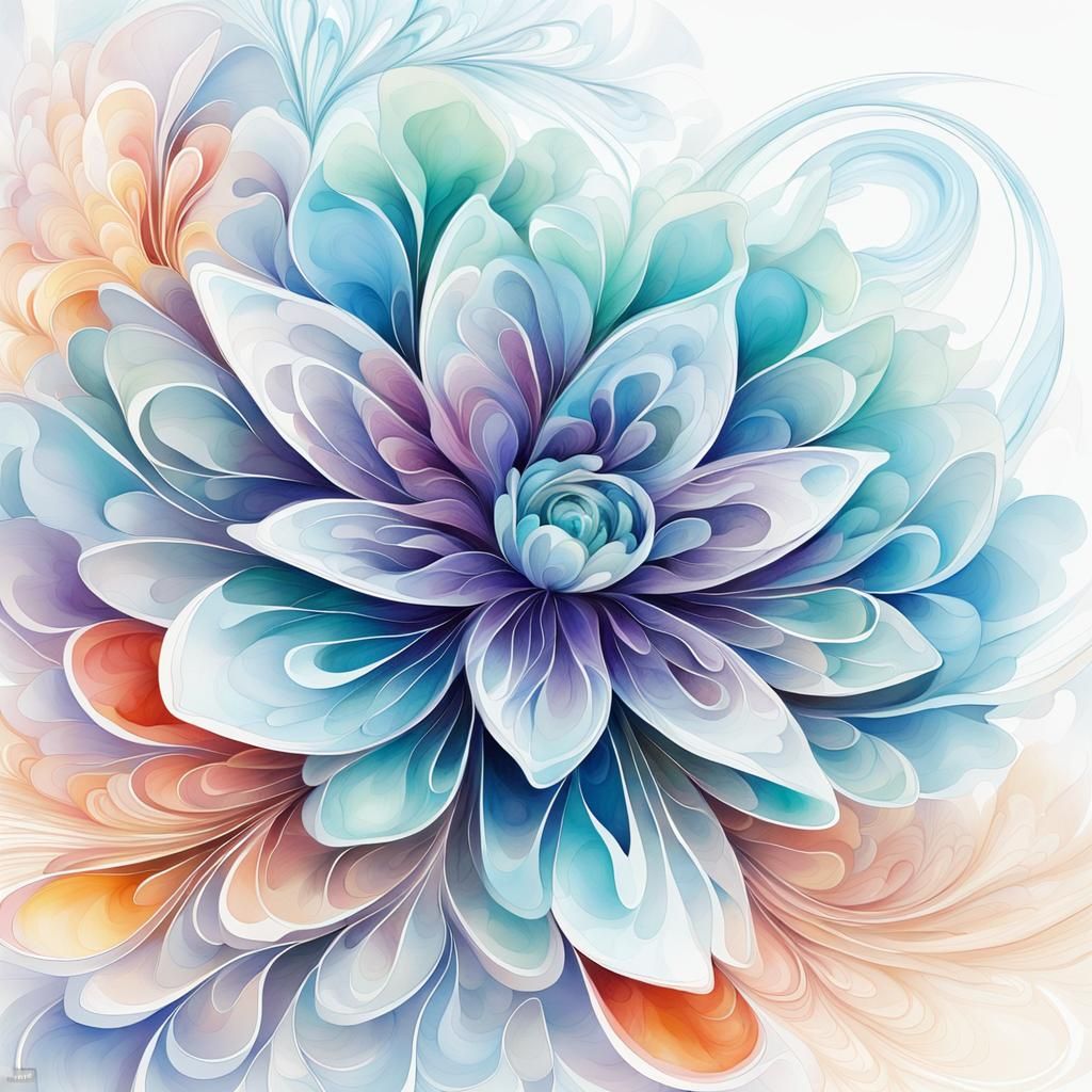 Whimsical Floral Bloom in Delicate Watercolor