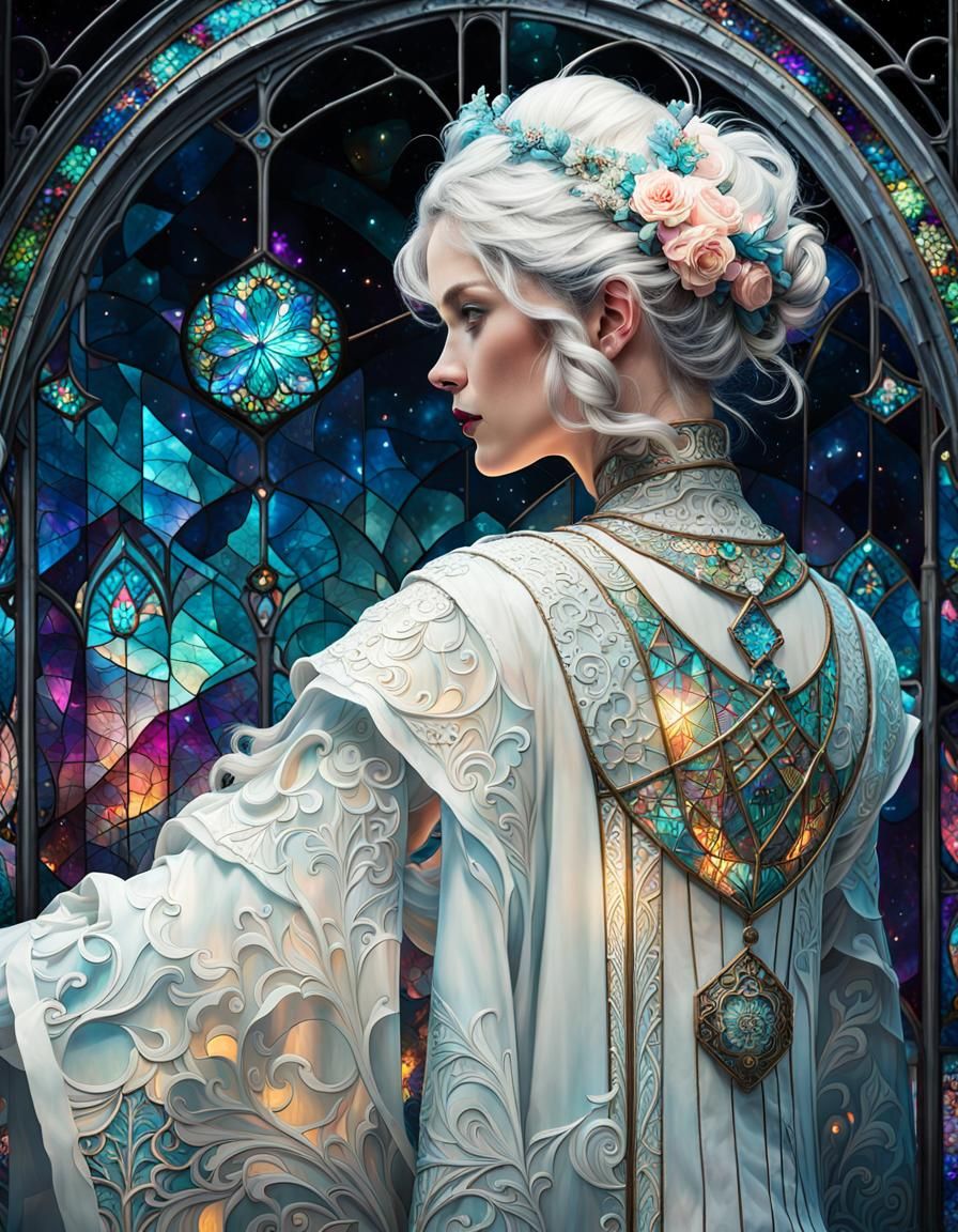 Stained Glass Fantasy House in Dark Forest