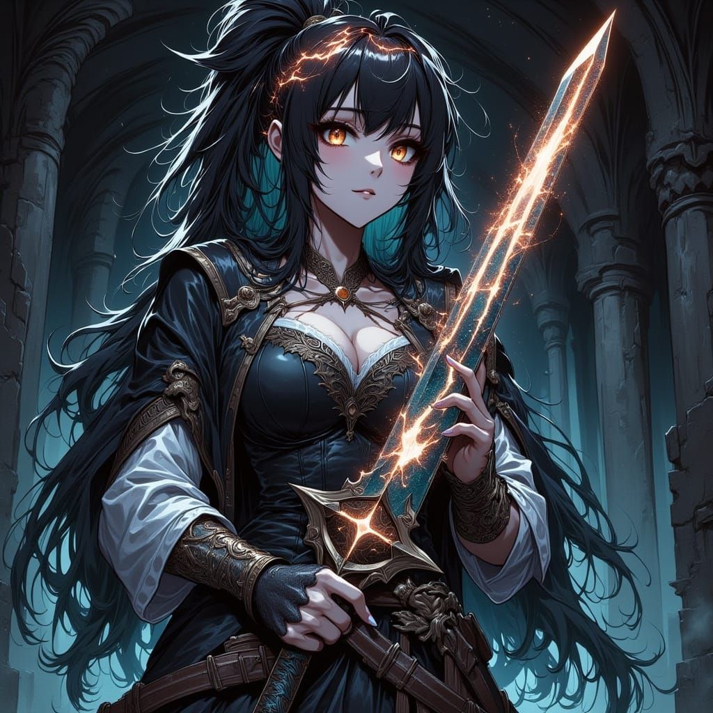 80s Anime Exorcist with Sacred Sword