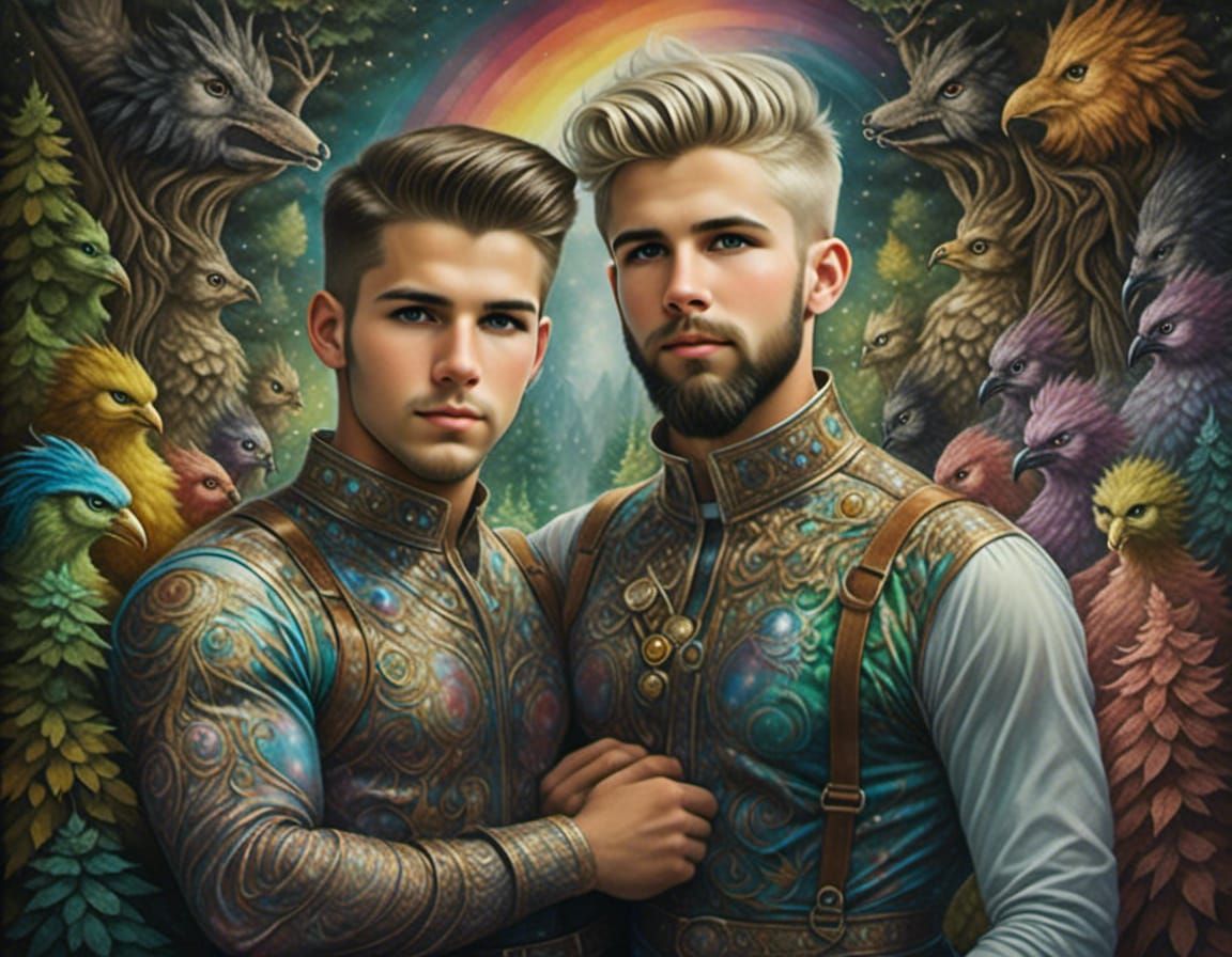 Handsome men in a fantasy world