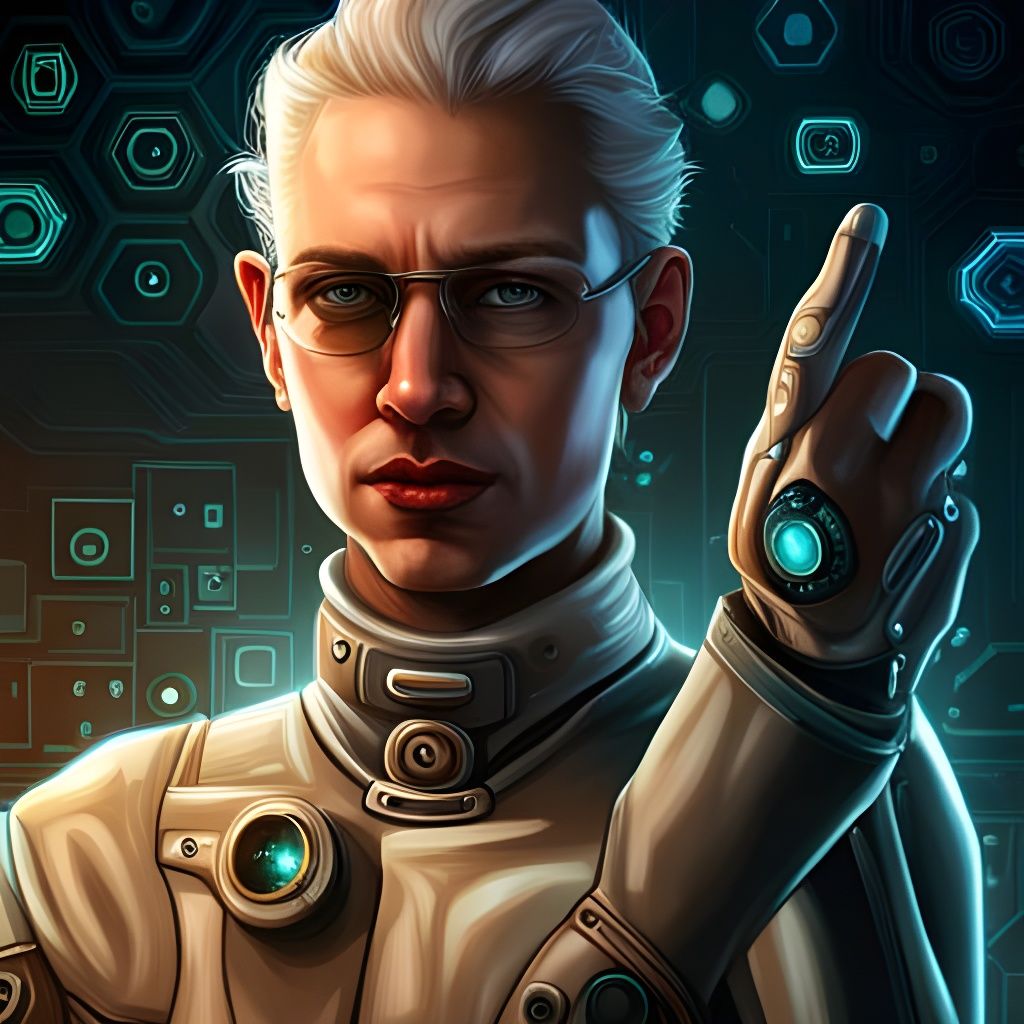 Cyberpunk Scientist with Cybernetic Hand and Eye