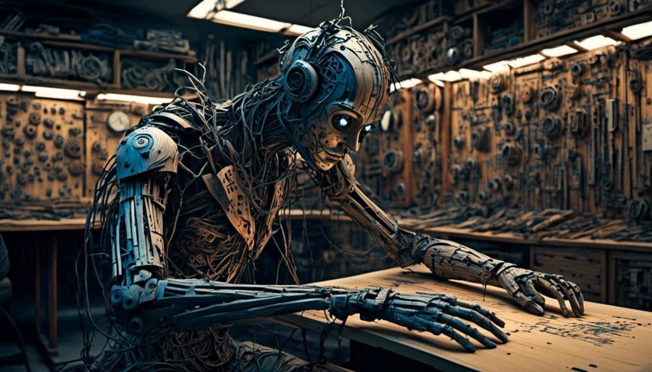 Cyborg James Earl Jones in Gritty Laboratory Setting