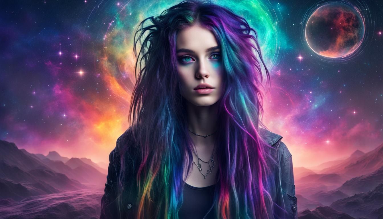 Cyberpunk Hacker in Cosmic Realm