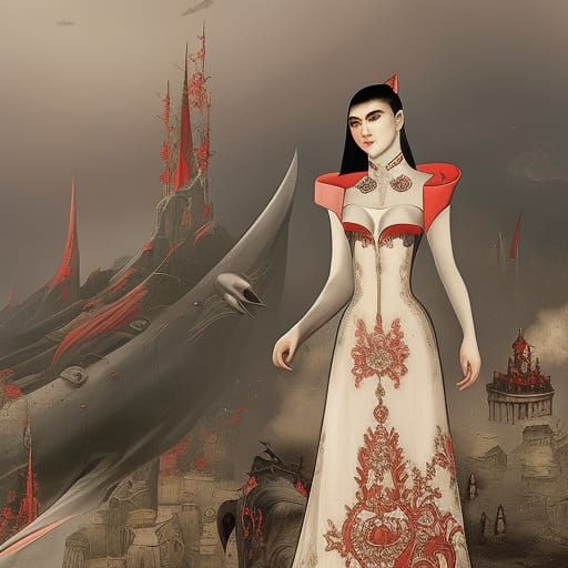 Vampires Amidst Post-Apocalyptic Fairycore Landscape in Conc...