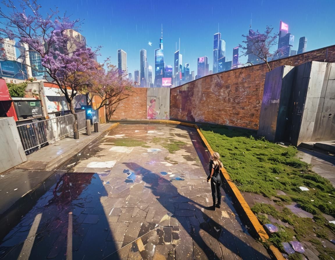 Glowing Cityscape Goddess in Futuristic Fashion