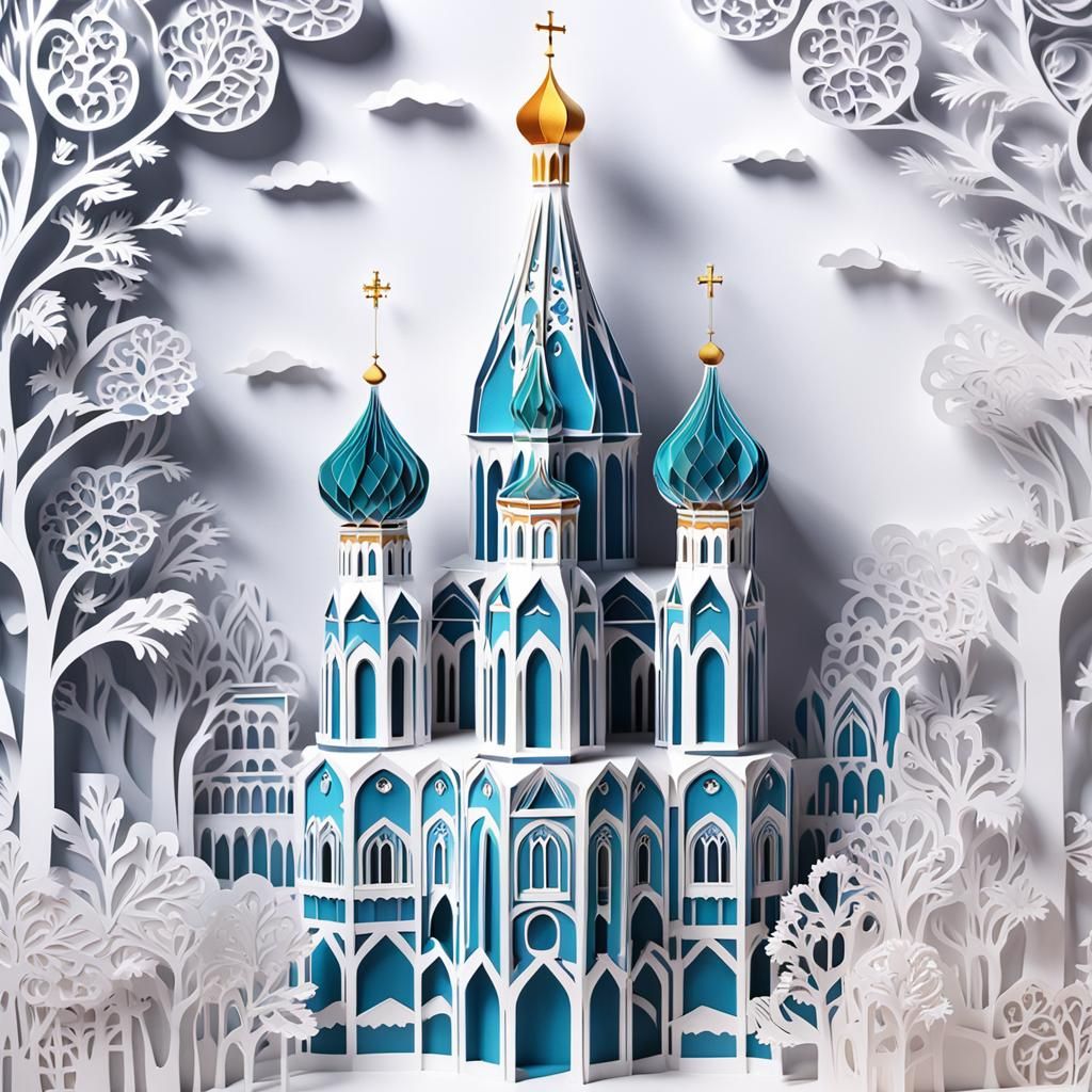 Paper Cutting Animation of Saint Basic's Cathedral: Colorful...