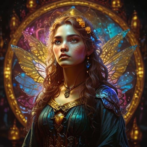 Epic Warrior in Blazing Fantasy Landscape