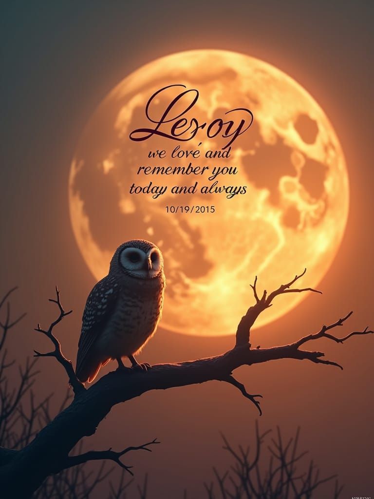 Serene Owl Silhouette on Full Moonlit Night