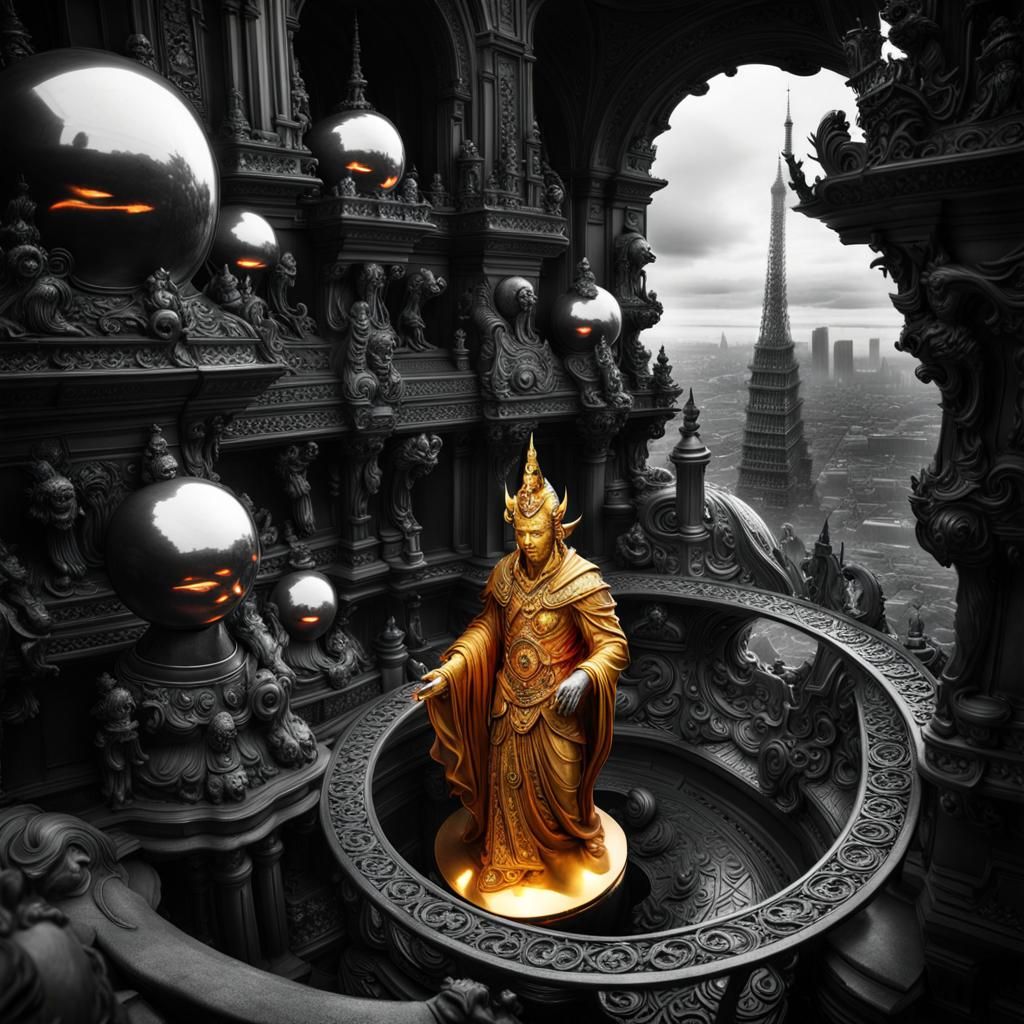Golden Demon King Statue Illuminates Cityscape in Resplenden...